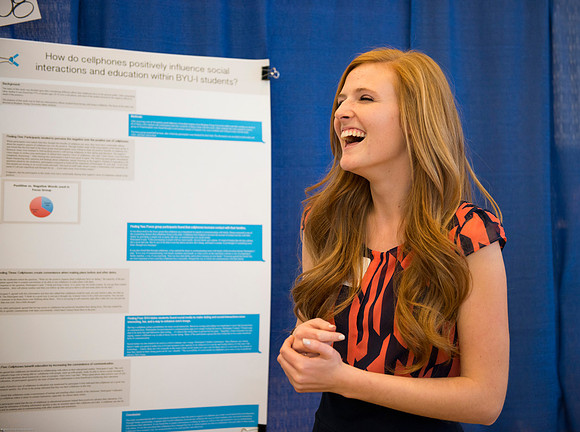 Students present their projects for the Student Research and Creative Works Conference.