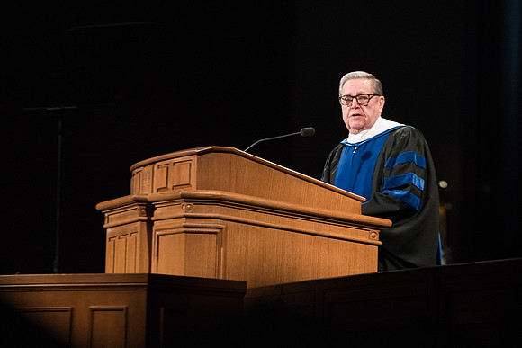 BYU-Idaho Commencement, Elder Jeffrey R. Holland addressing the graduates. Winter Semester