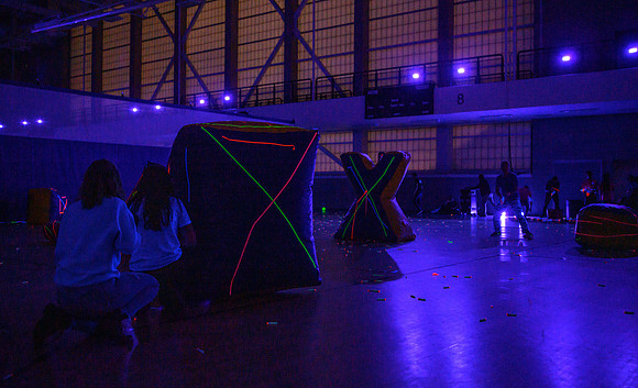 First Friday is a campus wide party to celebrate the start of the new school year. Activities include escape rooms, dancing, games, inflatables, food, comedy performances, blacklight dodgeball, nerf
