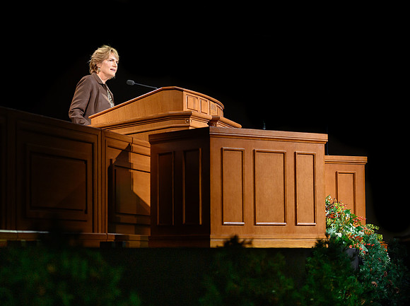 Rachel Huber speaks during devotional held in the BYU-Idaho Center, Fall Semester.