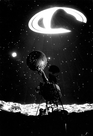 Saturn on display in the Ricks College Planetarium.