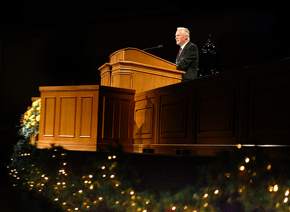 Brian Merrill speaks during devotional held in the BYU-Idaho Center.