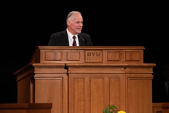 Brother Brian Merrill , Humanities & Philosophy Faculty Member, speaks at the devotional about "Thy Will Be Done "