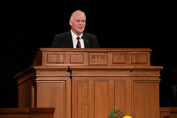 Brother Brian Merrill , Humanities & Philosophy Faculty Member, speaks at the devotional about "Thy Will Be Done "