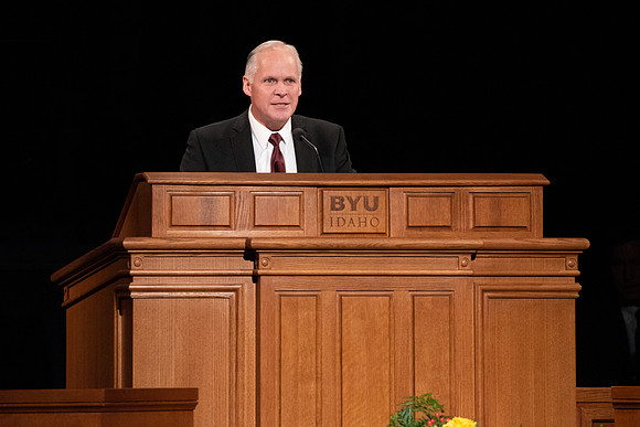 Brother Brian Merrill , Humanities & Philosophy Faculty Member, speaks at the devotional about "Thy Will Be Done "