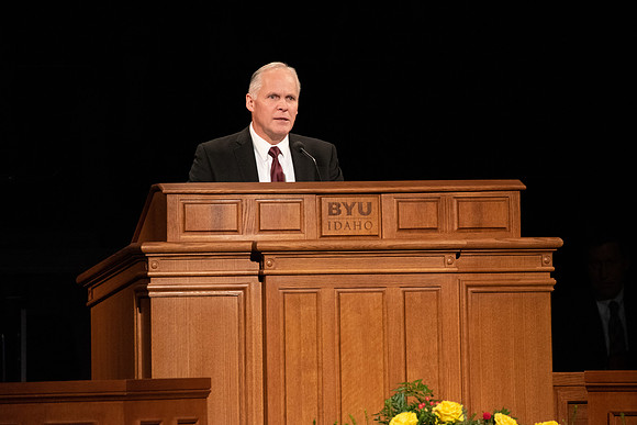 Brother Brian Merrill , Humanities & Philosophy Faculty Member, speaks at the devotional about "Thy Will Be Done "
