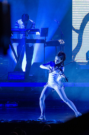 Lindsey Stirling at BYU-Idaho. A classically trained violinist from Gilbert, AZ, Lindsey has entered a futurist world of electronic big beats and animation, leaping through the music industry with ove