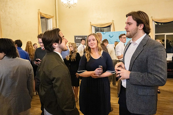 Business Management students have the opportunity to make some connections at a Marketing Gala in the Woodman Ballroom, downtown Rexburg, Idaho.