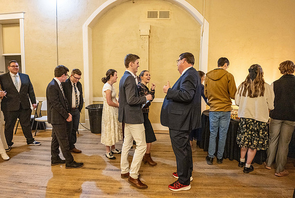 Business Management students have the opportunity to make some connections at a Marketing Gala in the Woodman Ballroom, downtown Rexburg, Idaho.