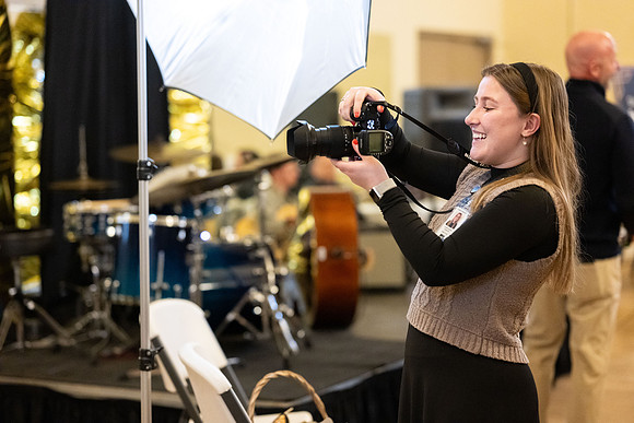 Business Management students have the opportunity to make some connections at a Marketing Gala in the Woodman Ballroom, downtown Rexburg, Idaho.