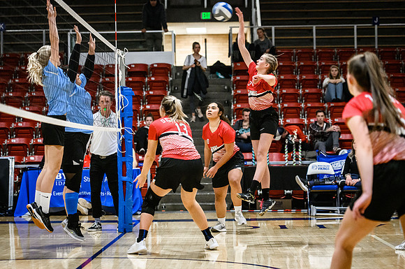 BYU-Idaho Competitve Sports League: Women's Volleyball Championship game in the Hart main gym.