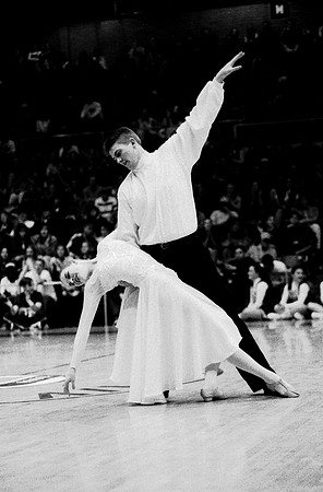 Ballroom dancers preform.