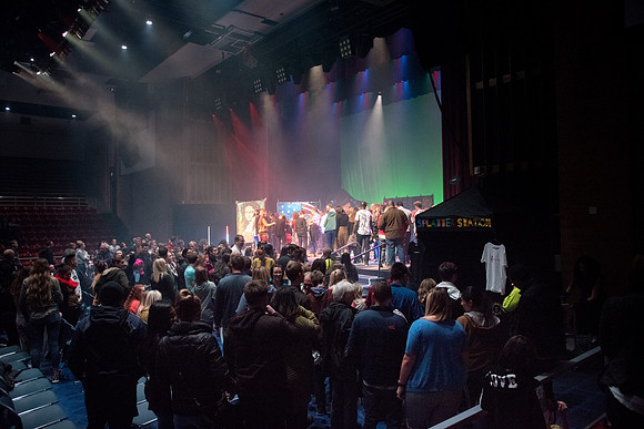 Center Stage- Artrageous, an 11-member group from New Mexico, combines art, music, dancing, humor, and more to create one cohesive and unforgettable artistic performance.