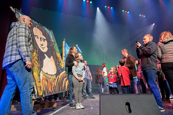 Center Stage- Artrageous, an 11-member group from New Mexico, combines art, music, dancing, humor, and more to create one cohesive and unforgettable artistic performance.