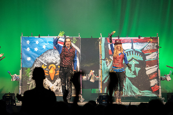 Center Stage- Artrageous, an 11-member group from New Mexico, combines art, music, dancing, humor, and more to create one cohesive and unforgettable artistic performance.