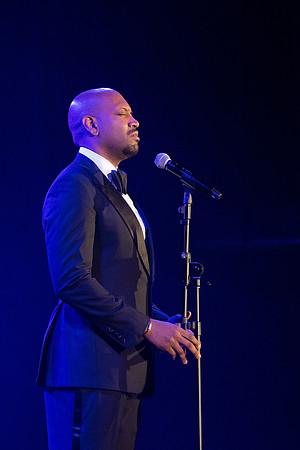 Accomplished singer/songwriter Bryan Terrell Clark performs in the Hart Auditorium at BYU-Idaho.