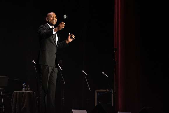 Accomplished singer/songwriter Bryan Terrell Clark performs in the Hart Auditorium at BYU-Idaho.