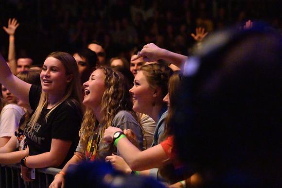 Students and the Rexburg community fill the Hart Auditorium to listen to Ben Rector's "Old Friends" tour.