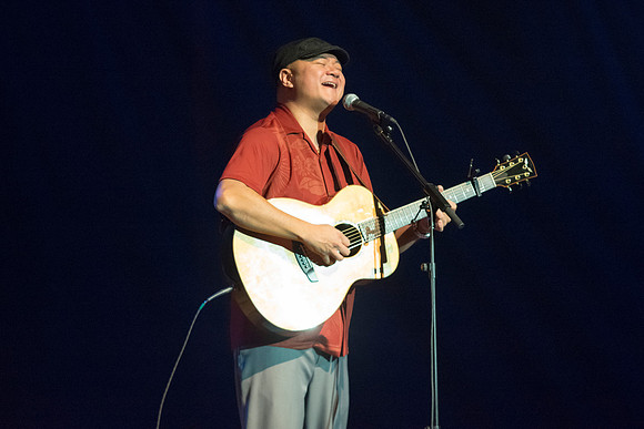 Brigham Young University-Idaho's Center Stage presents the Hawaiian Slack Key Kings. Performers Stephen Inglis, Patrick Landeza, Hear LT Smooth created a warm Hawaiian atmosphere with their music amid