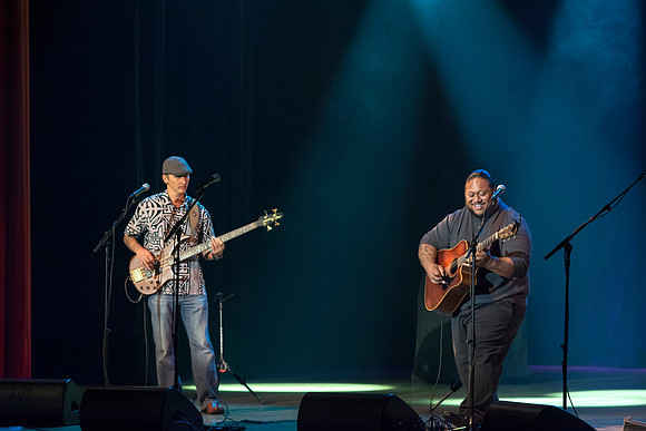 Brigham Young University-Idaho's Center Stage presents the Hawaiian Slack Key Kings. Performers Stephen Inglis, Patrick Landeza, Hear LT Smooth created a warm Hawaiian atmosphere with their music amid