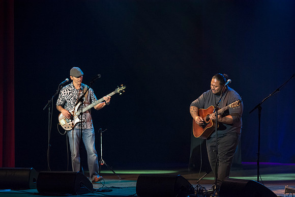 Brigham Young University-Idaho's Center Stage presents the Hawaiian Slack Key Kings. Performers Stephen Inglis, Patrick Landeza, Hear LT Smooth created a warm Hawaiian atmosphere with their music amid
