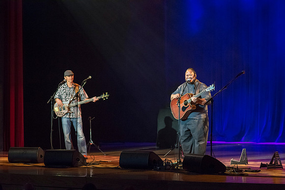 Brigham Young University-Idaho's Center Stage presents the Hawaiian Slack Key Kings. Performers Stephen Inglis, Patrick Landeza, Hear LT Smooth created a warm Hawaiian atmosphere with their music amid