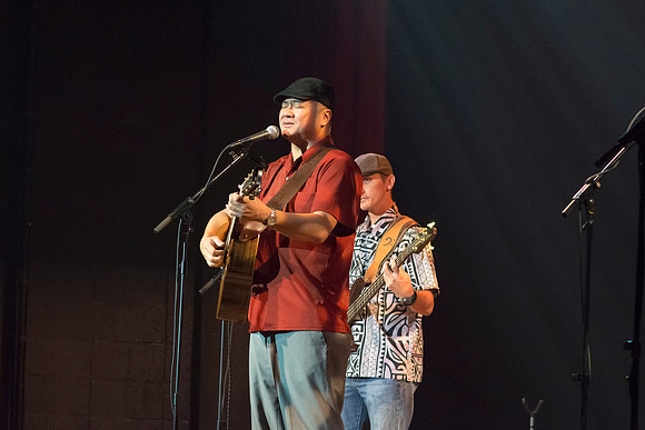 Brigham Young University-Idaho's Center Stage presents the Hawaiian Slack Key Kings. Performers Stephen Inglis, Patrick Landeza, Hear LT Smooth created a warm Hawaiian atmosphere with their music amid