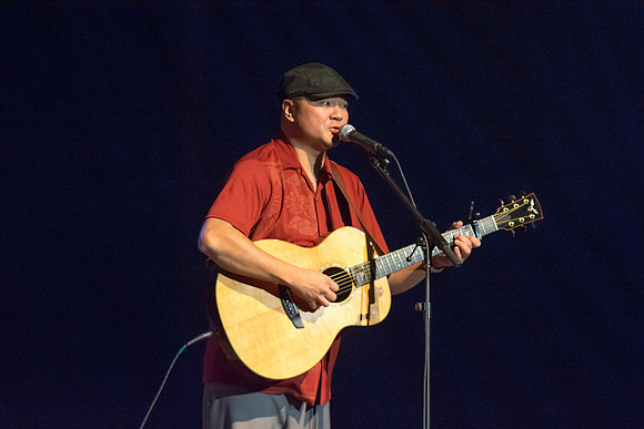 Brigham Young University-Idaho's Center Stage presents the Hawaiian Slack Key Kings. Performers Stephen Inglis, Patrick Landeza, Hear LT Smooth created a warm Hawaiian atmosphere with their music amid
