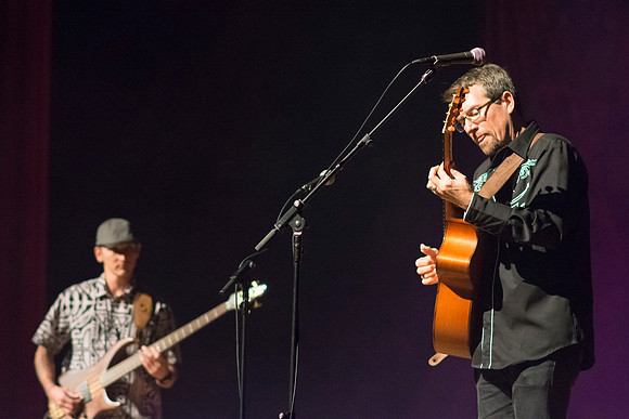 Brigham Young University-Idaho's Center Stage presents the Hawaiian Slack Key Kings. Performers Stephen Inglis, Patrick Landeza, Hear LT Smooth created a warm Hawaiian atmosphere with their music amid