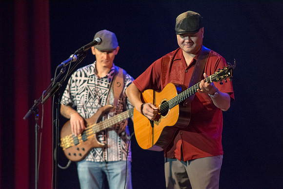 Brigham Young University-Idaho's Center Stage presents the Hawaiian Slack Key Kings. Performers Stephen Inglis, Patrick Landeza, Hear LT Smooth created a warm Hawaiian atmosphere with their music amid