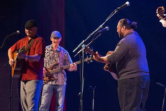 Brigham Young University-Idaho's Center Stage presents the Hawaiian Slack Key Kings. Performers Stephen Inglis, Patrick Landeza, Hear LT Smooth created a warm Hawaiian atmosphere with their music amid