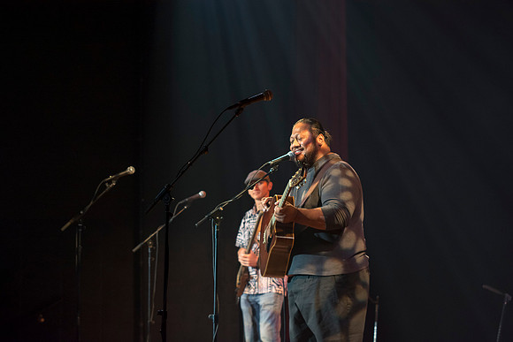 Brigham Young University-Idaho's Center Stage presents the Hawaiian Slack Key Kings. Performers Stephen Inglis, Patrick Landeza, Hear LT Smooth created a warm Hawaiian atmosphere with their music amid