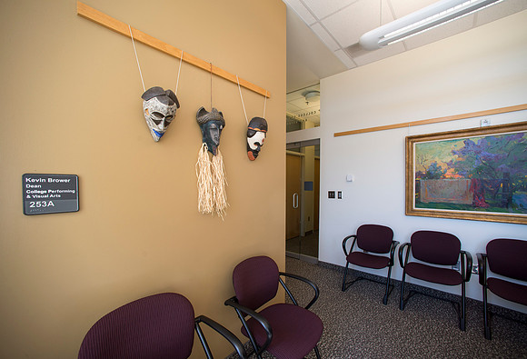 The College of Performing And Visual Arts office in the Spori Building.