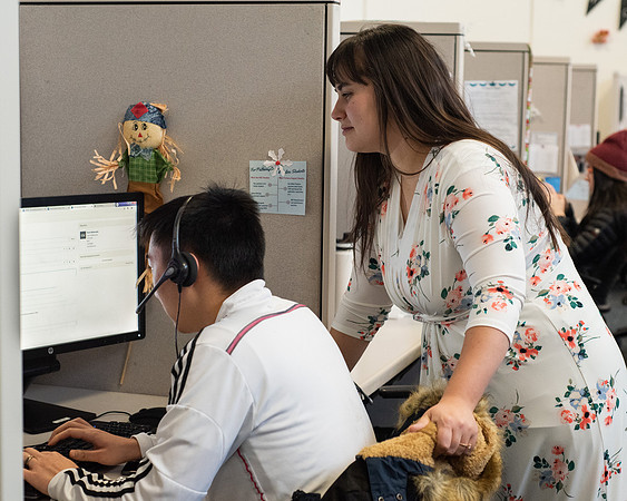 BYU-Idaho Support Center Staff interacting with the supervisor. Fall Semester