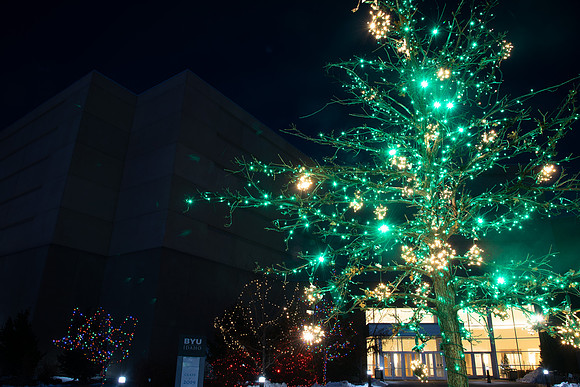 Christmas Lights on BYU-Idaho campus.