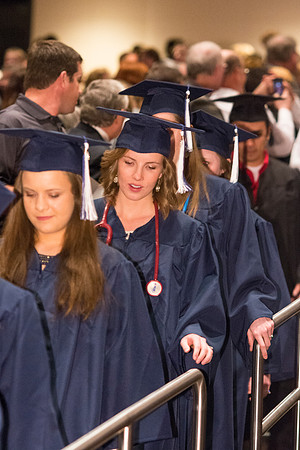 Students get ready for commencement ceremony to begin.