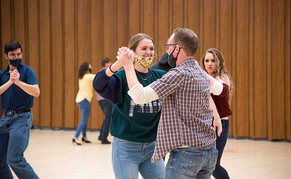 BYUI students dance in a social dance class on campus.