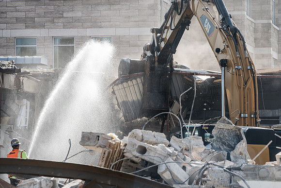 Big D Construction demolishing the Kirkham building during Summer break.
