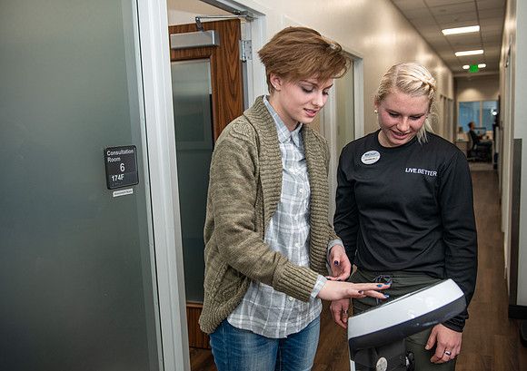 Photos of the Wellness Center where students can get health consultations, blood tests, and body tests done.