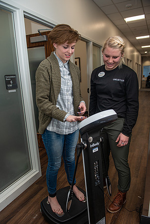 Photos of the Wellness Center where students can get health consultations, blood tests, and body tests done.