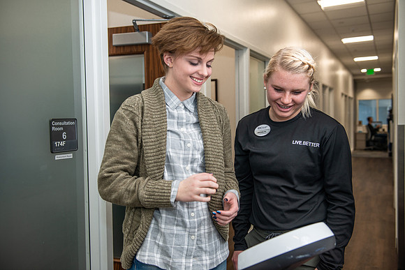 Photos of the Wellness Center where students can get health consultations, blood tests, and body tests done.