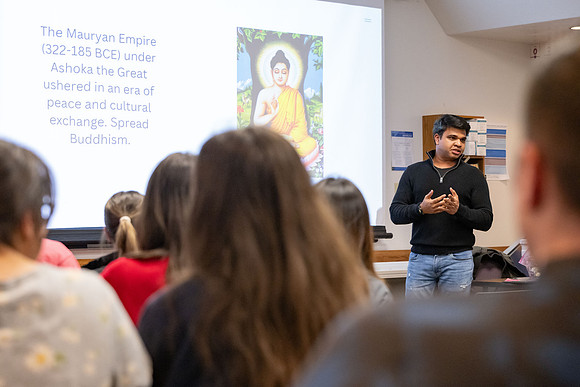 Students gather to hear from speakers to learn more about India.