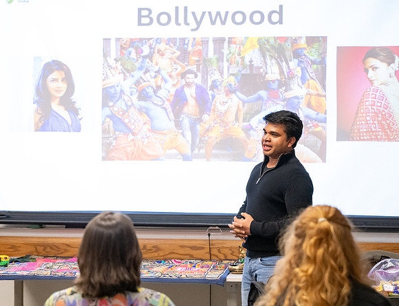Students gather to hear from speakers to learn more about India.