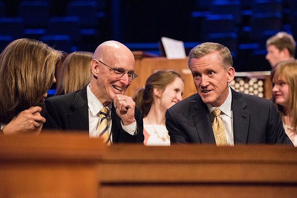 Kevin R Duncan, a general authority, and his wife, Nancy Duncan, spoke on the importance of family history work in the BYU-Idaho Center.
