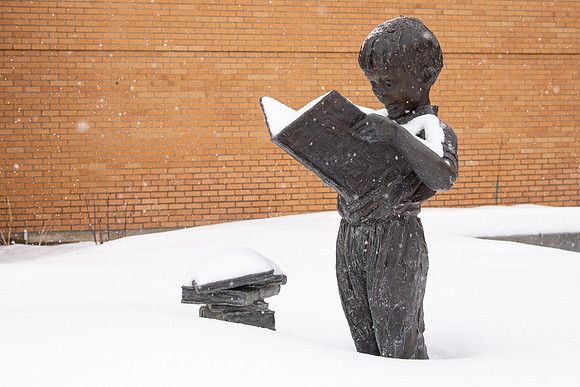 Bookworm outside of the David O McKay Library.