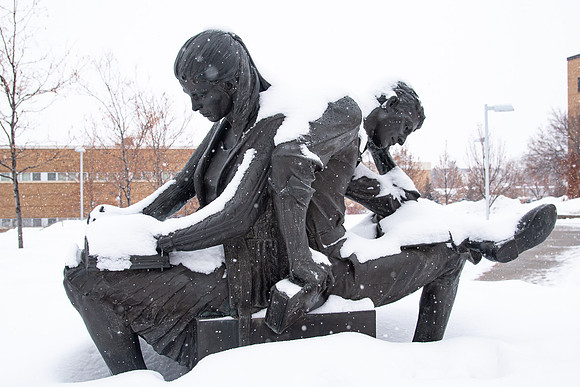 Centennial Sculpture Study Time in the central quad at BYU-Idaho.