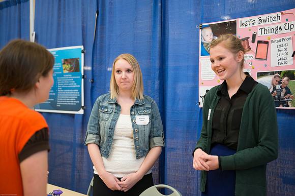 Students present their projects for the Student Research and Creative Works Conference.
