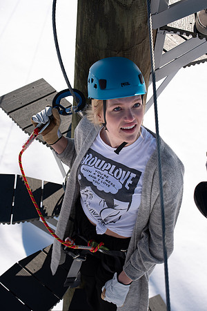 Students try out the new ropes course and zipline at BYU-Idaho.