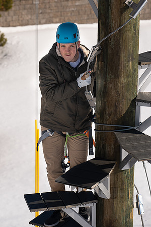 Students try out the new ropes course and zipline at BYU-Idaho.