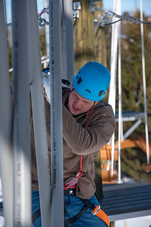 Students try out the new ropes course and zipline at BYU-Idaho.